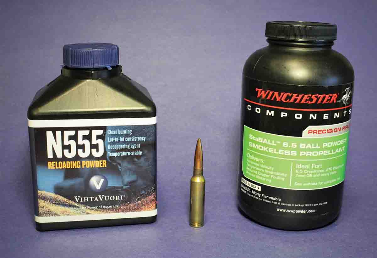Two of the new powders tested were at least partially designed specifically for the 6.5 Creedmoor, Winchester StaBALL 6.5  and Vihtavuori N555.